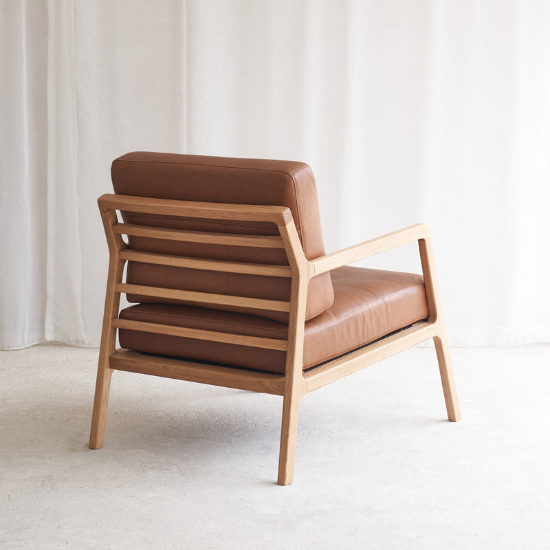 Nysse Leather Armchair | Oak Frame - Saddle