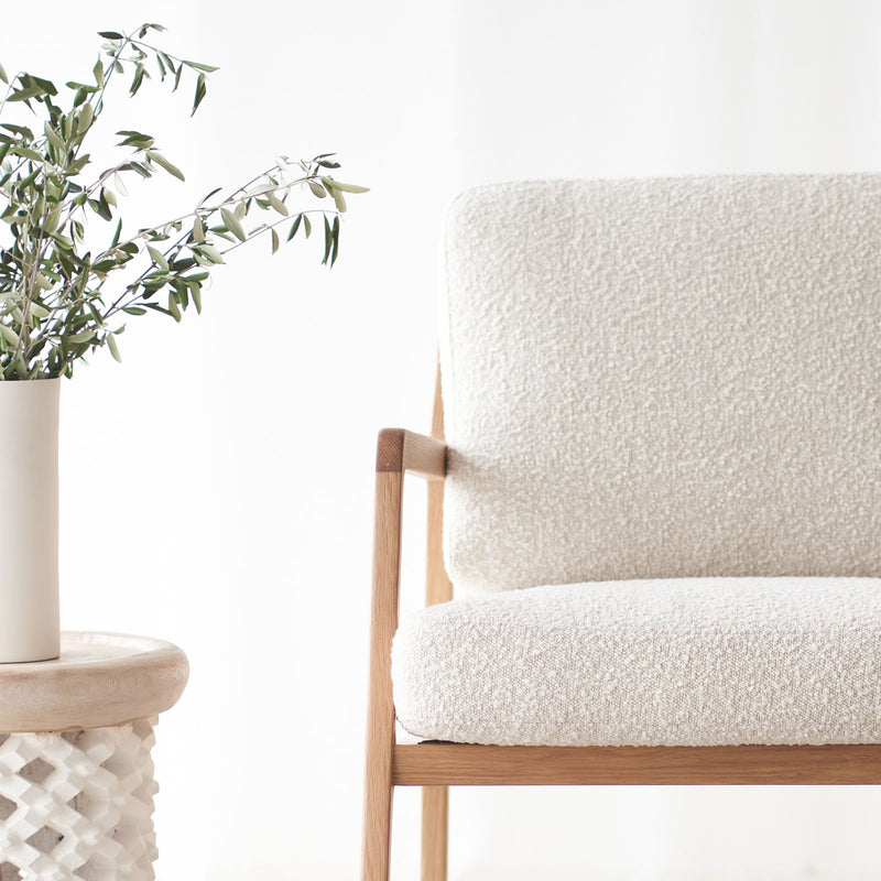 Nysse fabric armchair in milk - Originals Furniture Singapore
