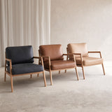 Nysse Leather Armchair | Oak Frame - Saddle