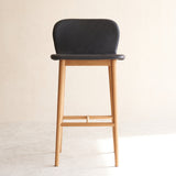 Puddle Leather Bar Stool | Oak Frame - Coal - Originals Furniture