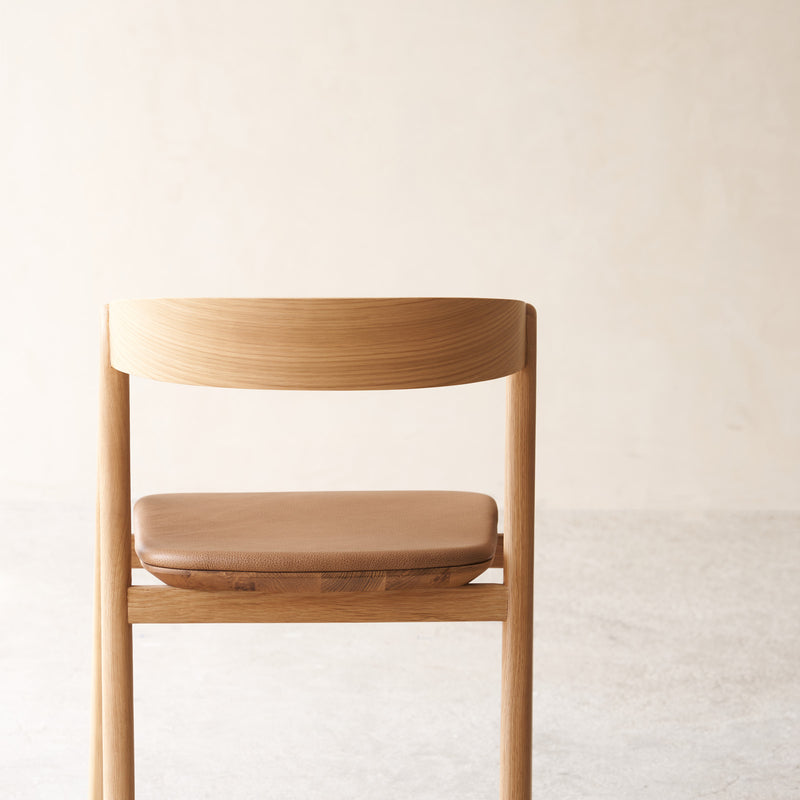 Tolv Oak Frame Pecan Brown Leather Inlay Dining Chair from Originals Furniture Singapore