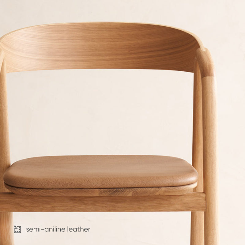 Inlay Leather Dining Chair | Oak Frame - Pecan