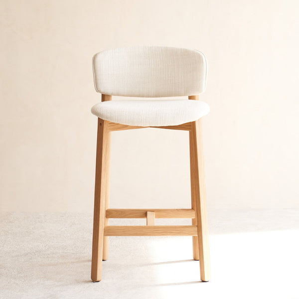 Pinta Fabric Counter Stool | Oak Frame - Gesso