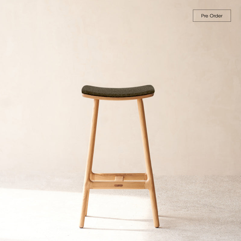 Odd Bar Stool | Oak Frame - Bespoke Fabric
