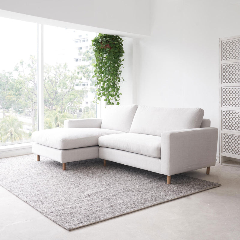 Ponte petite L shape fabric sofa in pearl - Originals Furniture Singapore