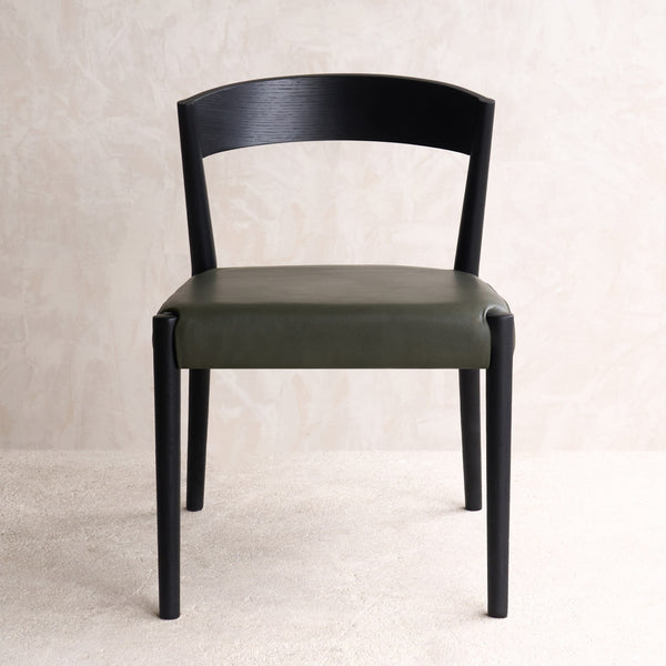 Ronda Leather Dining Chair | Black Frame - Kale - Originals Furniture