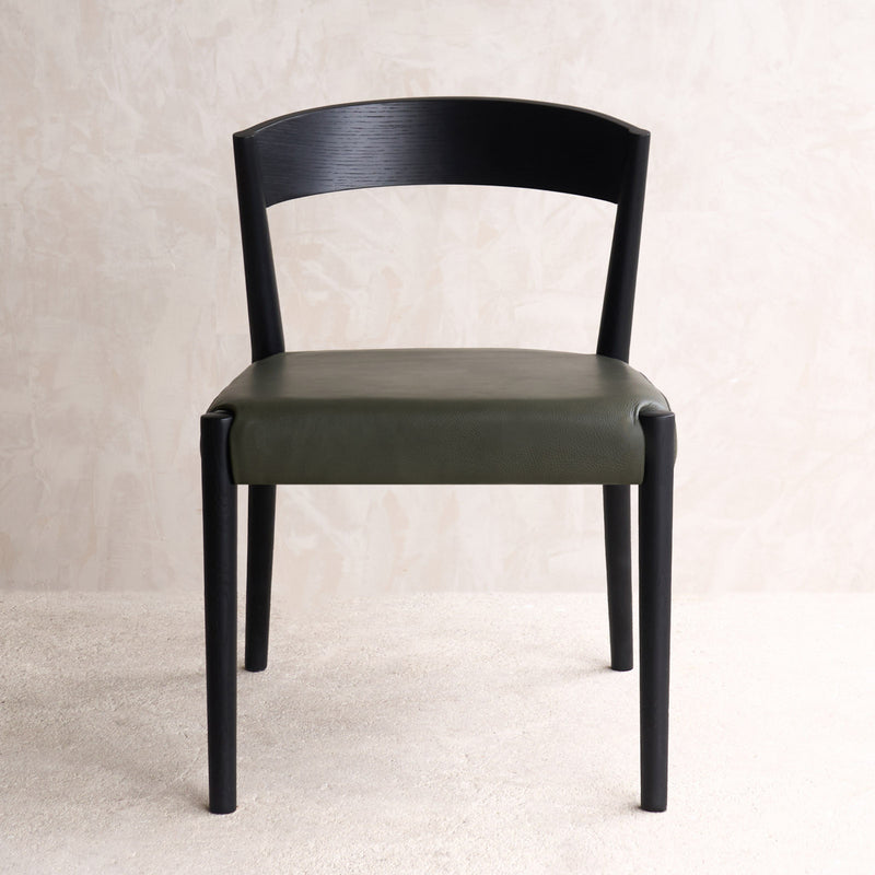 Ronda Leather Dining Chair | Black Frame - Kale - Originals Furniture