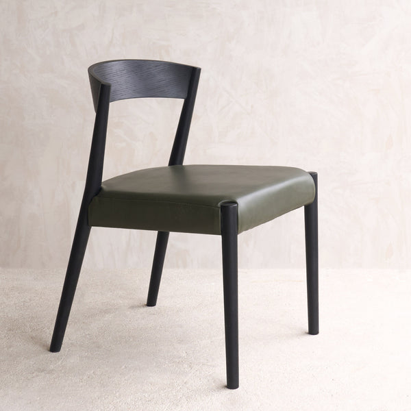 Ronda Leather Dining Chair | Black Frame - Kale - Originals Furniture