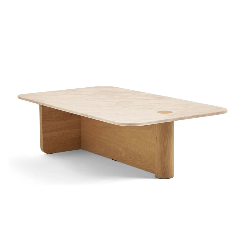 Pivot rectangle coffee table travertine top with oak base - Originals Furniture Singapore