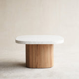 Gion coffee table white terrazzo top with oak base - Originals Furniture Singapore