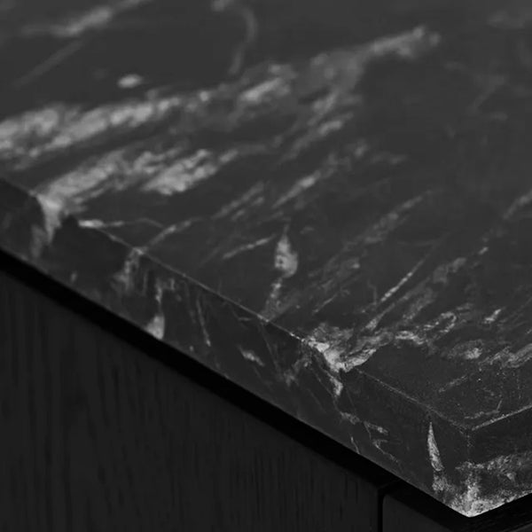 Yorke TV Console with Drawers | Nero Marble and Black Oak