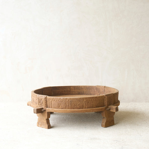 Antique Hand Carved Chakki Low Table | No. 3