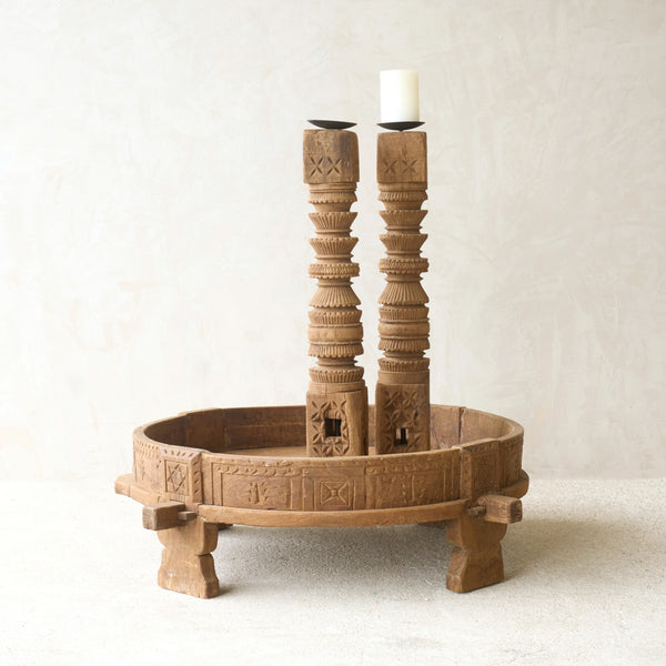 Antique Hand Carved Chakki Low Table | No. 3