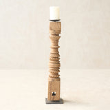 Antique Hand Carved Charpoy Candle Stand