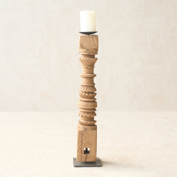 Antique Hand Carved Charpoy Candle Stand