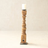 Antique Hand Carved Charpoy Candle Stand