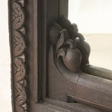 Carved Arched Dark Teak Door Frame Mirror | No. 1