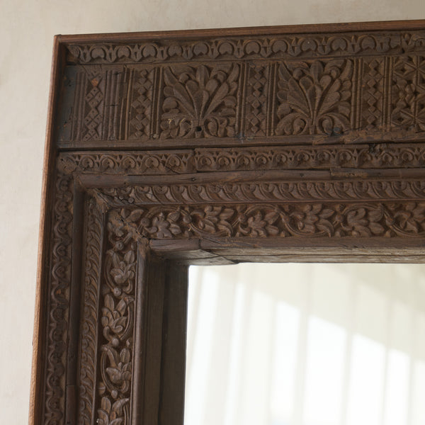 Vintage Teak Carved Mirror | Dark Brown | No. 1