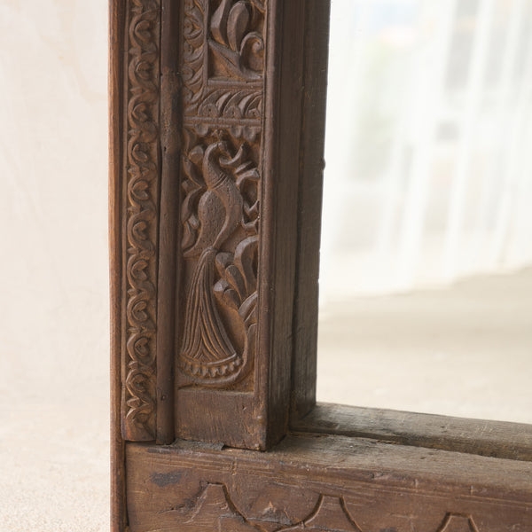 Vintage Teak Carved Mirror | Dark Brown | No. 1
