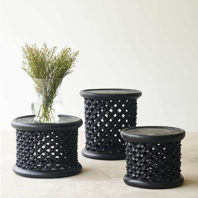 Bamileke stool in black- Originals Furniture Singapore