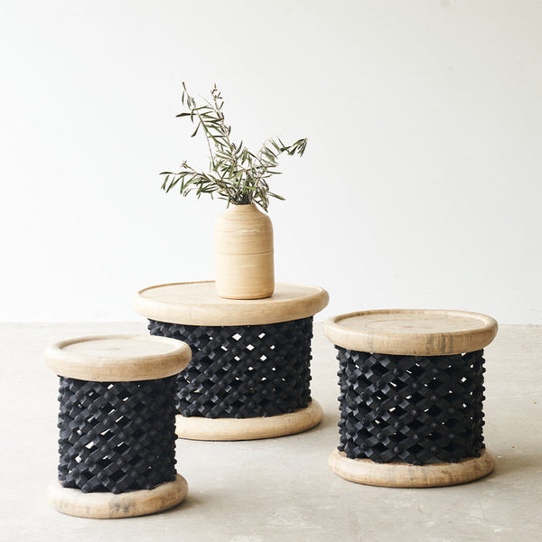 Bamileke stool in black natural - Originals Furniture Singapore