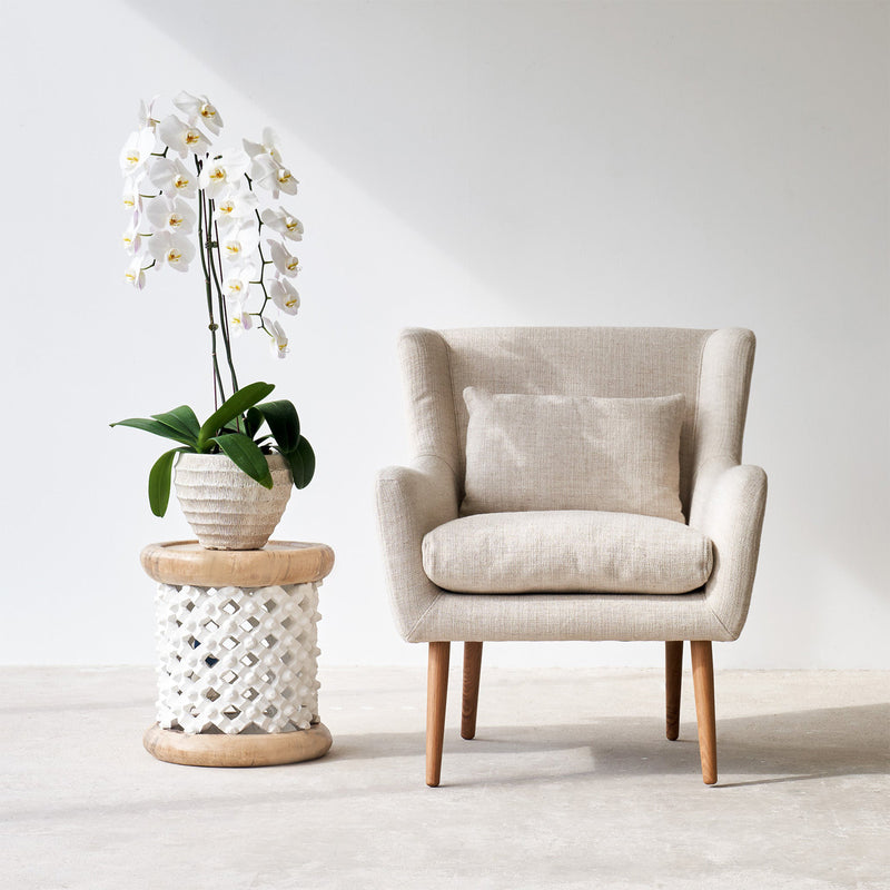 Bamileke stool in white natural - Originals Furniture Singapore
