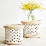 Bamileke stool in white natural - Originals Furniture Singapore