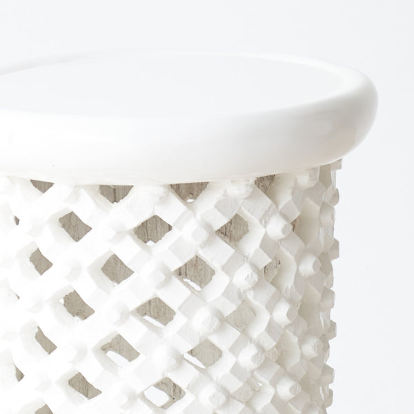 Bamileke stool in white - Originals Furniture Singapore