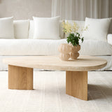 Dune Travertine Coffee Table | Teak (120cm) - Originals Furniture