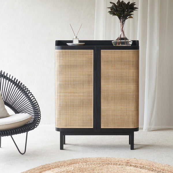 Luna Shoe Cabinet | Teak - Black (90cm)