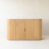 Moher Travertine Sideboard | Demi Lune - Natural Teak (156cm)