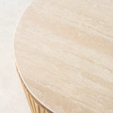 Moher Travertine Sideboard | Demi Lune - Natural Teak (156cm)