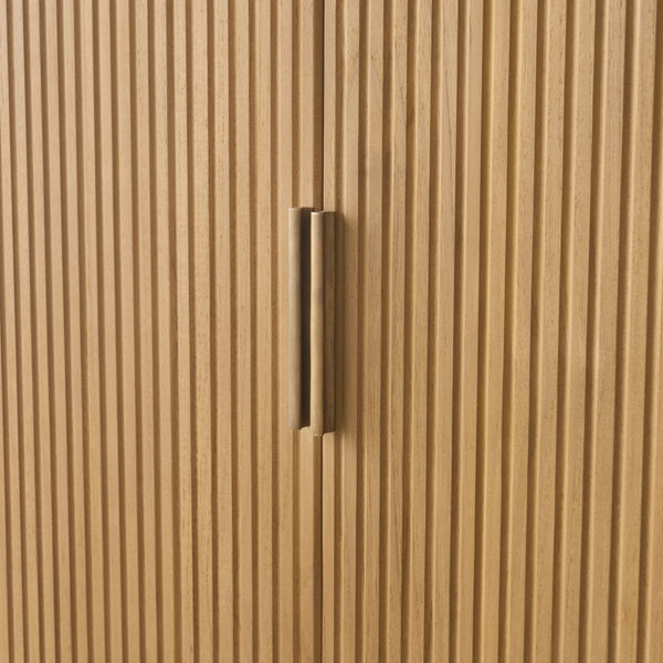 Moher Travertine Sideboard | Demi Lune - Natural Teak (156cm)