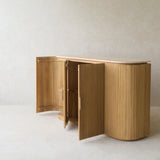 Moher Travertine Sideboard | Demi Lune - Natural Teak (156cm)