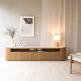 Moher Travertine TV Console | Teak - Natural (230cm) - Originals Furniture