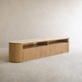 Moher Travertine TV Console | Teak - Natural (230cm) - Originals Furniture