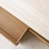 Moher Travertine TV Console | Teak - Natural