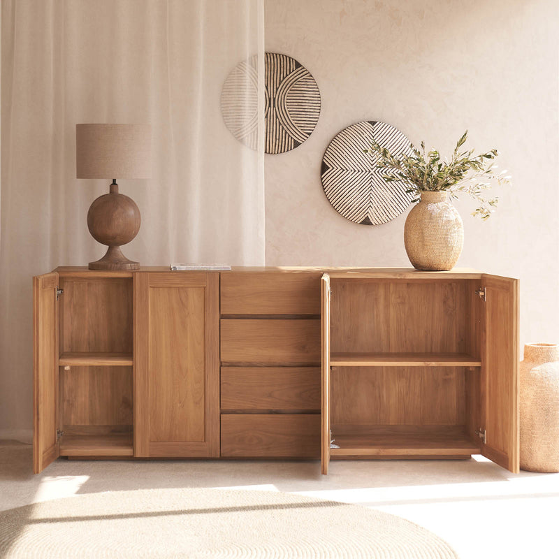 Ledge Sideboard with Full Doors Wooden Sideboard Cabinets