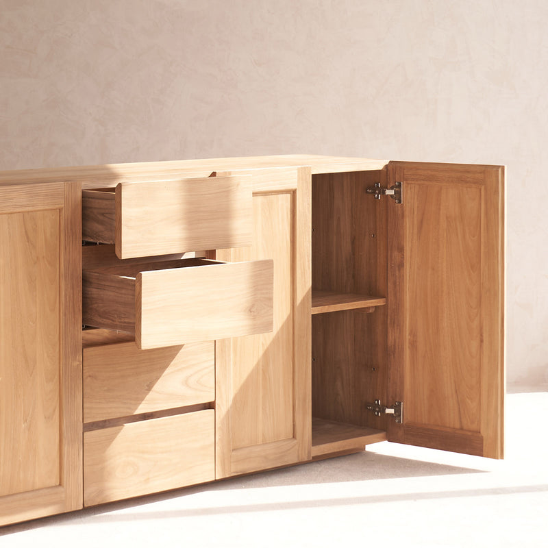 Ledge teak sideboard 4 doors 4 drawers - Originals Furniture Singapore