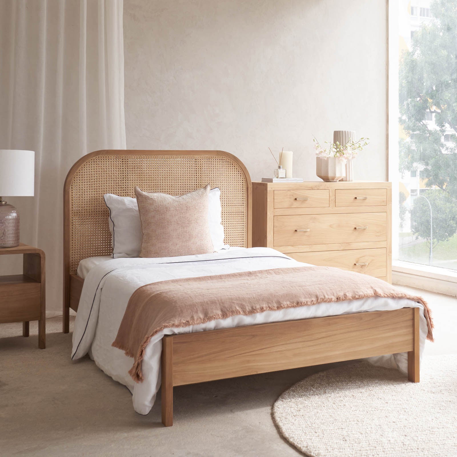 Luna Bed Frame | Teak - Natural (Single) (Without Footboard
