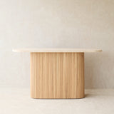 Gion Console | Travertine with Blonde Oak Base (140cm)