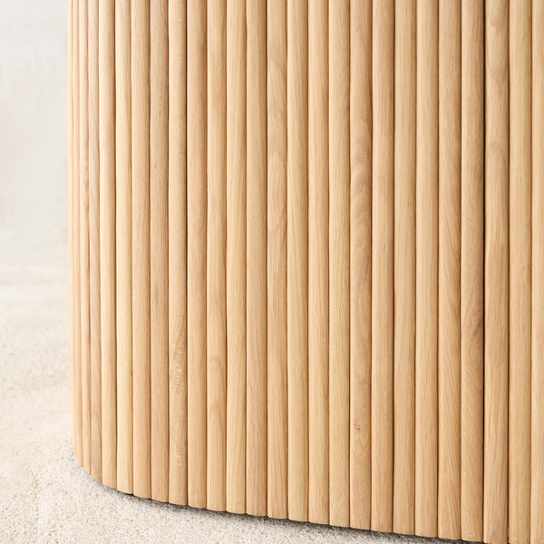 Gion Console | Travertine with Blonde Oak Base (140cm)