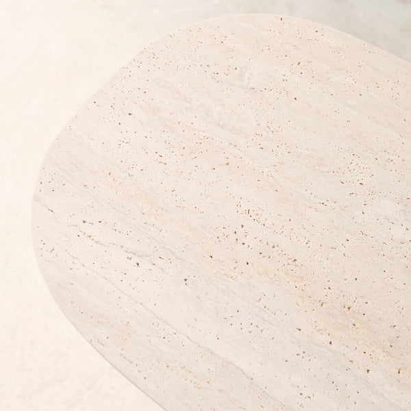 Gion Console | Travertine with Latte Oak Base (140cm)