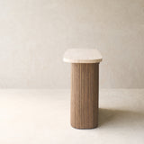 Gion Console | Travertine with Latte Oak Base (140cm)