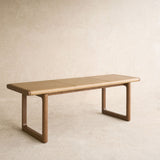 Hover Leather Bench | Latte Oak Frame - Arena