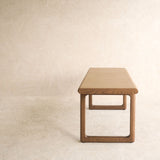 Hover Leather Bench | Latte Oak Frame - Arena