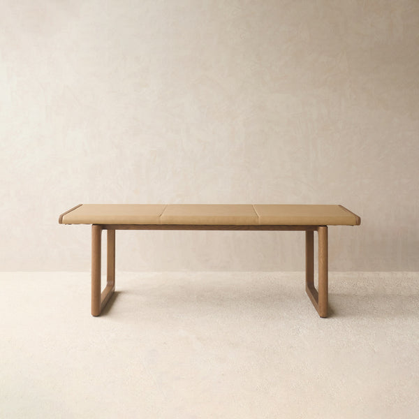Hover Leather Bench | Latte Oak Frame - Arena (140cm)