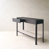 Nell Console | Travertine with Bison Oak Frame