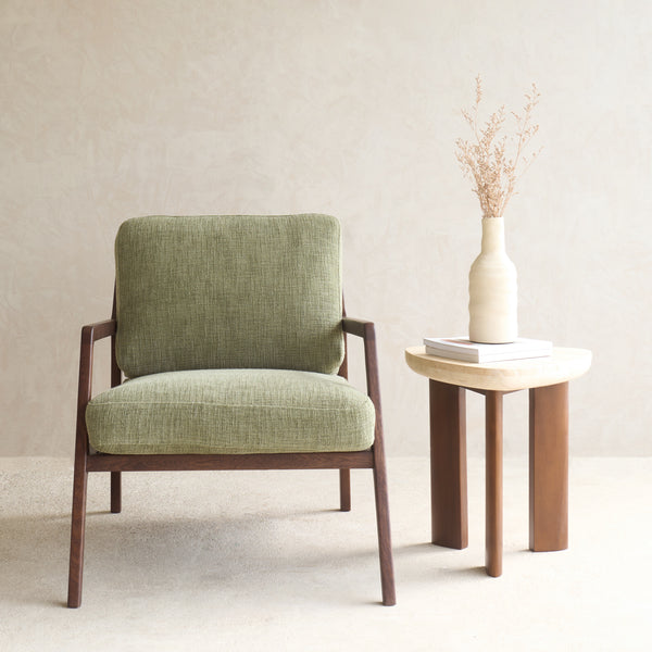 Nysse Fabric Armchair | Espresso Oak Frame - Glen