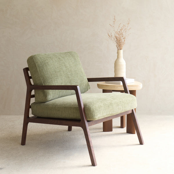 Nysse Fabric Armchair | Espresso Oak Frame - Glen